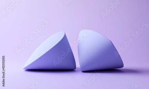 Wallpaper Mural Minimalistic 3D render with two light blue objects, flat colors, and purple background, AI generated illustration Torontodigital.ca