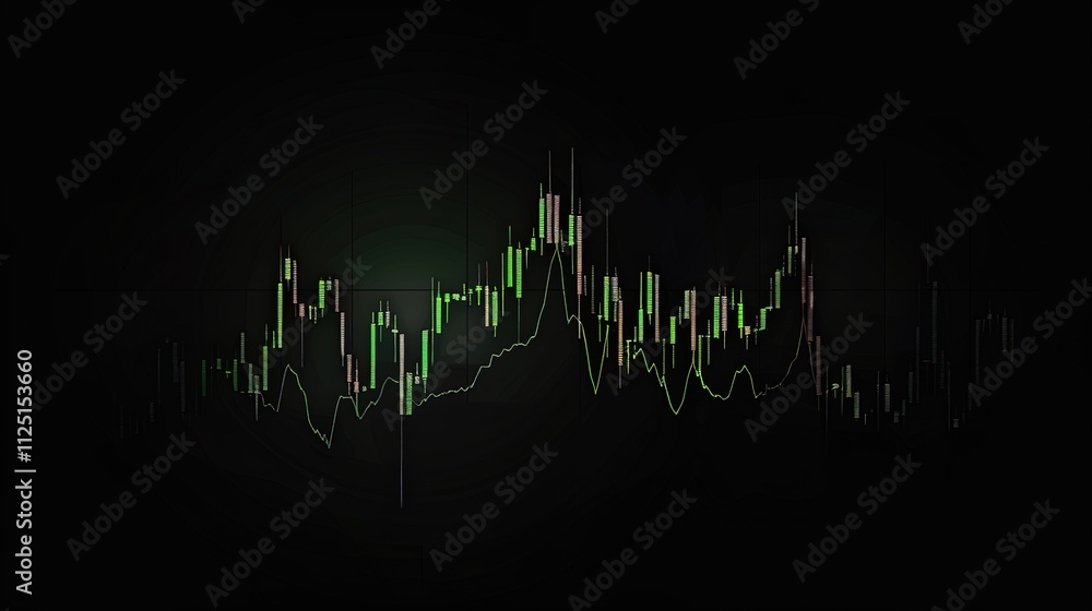 Green Candlestick Chart Shows Stock Market Trend