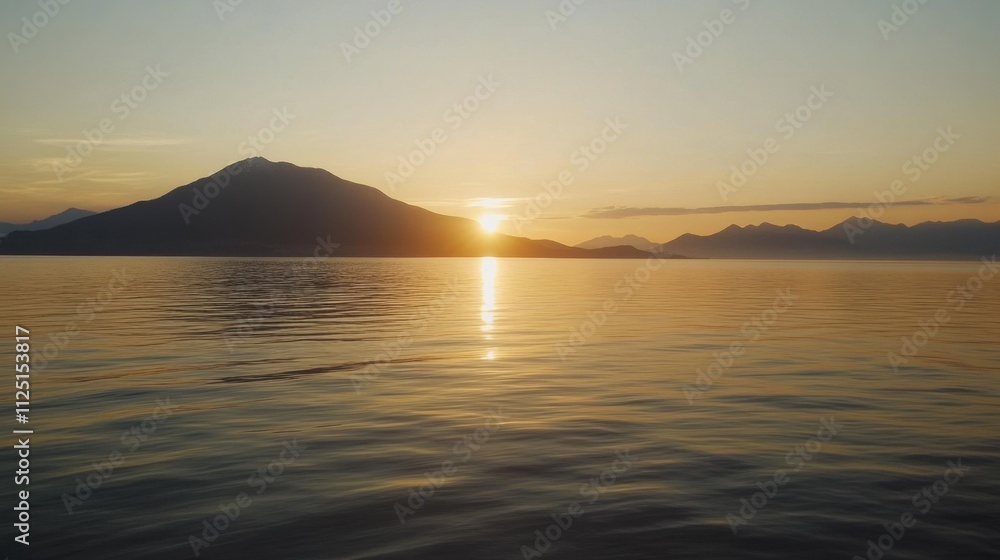 A serene evening view of Mount Fuji with its peak illuminated by a glowing sunset, reflecting in calm waters. A serene evening view of Mount Fuji with its peak illuminated by a glowing sunset, reflecting in calm waters.