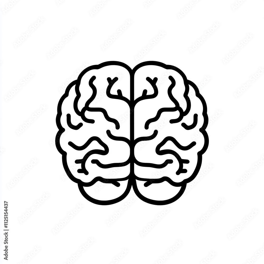 A simple human brain illustration on a white background. A simple human brain illustration on a white background.