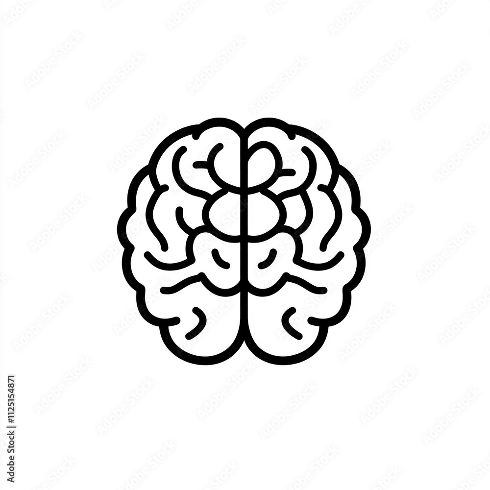 A simple human brain illustration on a white background. A simple human brain illustration on a white background.