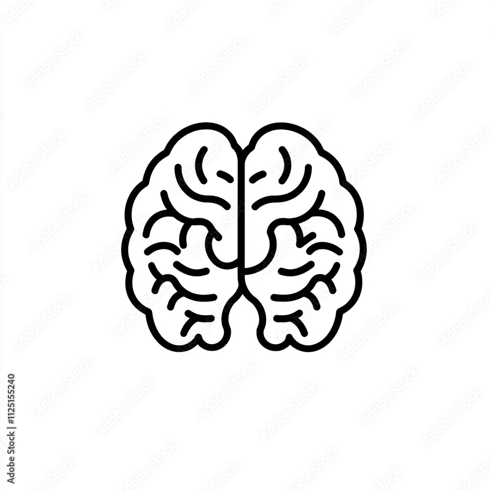 A simple human brain illustration on a white background. A simple human brain illustration on a white background.