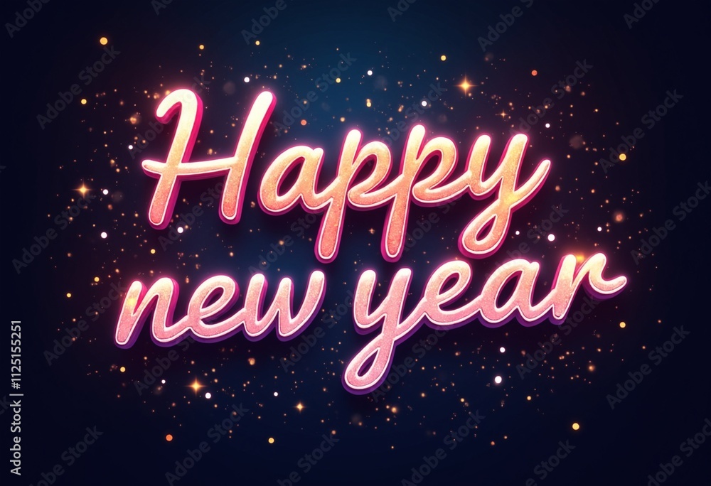 Happy new year colorful calligraphic shining shiny smooth lettering Happy new year colorful calligraphic shining shiny smooth lettering
