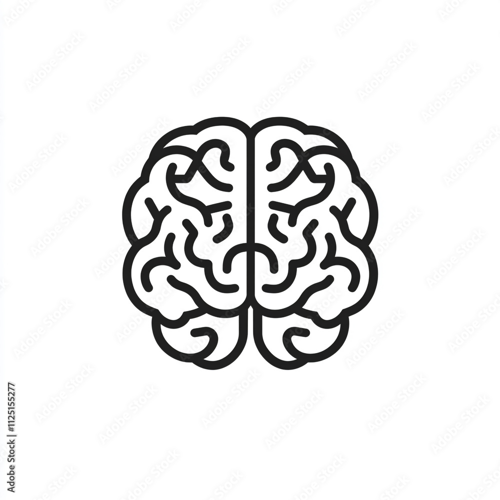 Fototapeta premium A simple human brain illustration on a white background. 