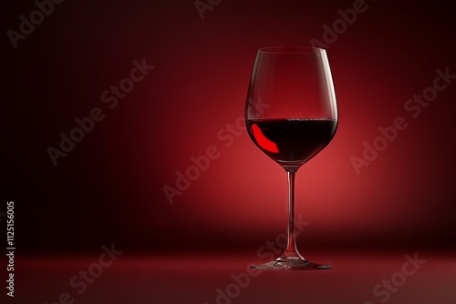 Red Wine Glass on a Gradient Red Background Commercial Photography AI generated illustration