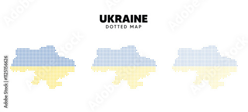 Set of Ukraine dotted map vector on white isolated