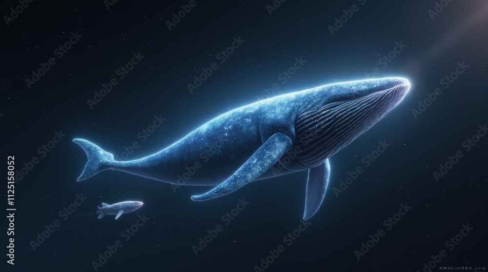 Fototapeta premium A Massive Glowing Space Whale in the Starry Void