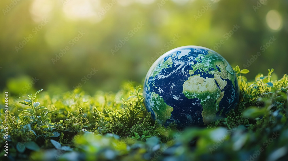 Earth planet in space orbit wallpaper, blue and green world globe illustration, global environmental concept background, 3d ecological sphere visual, earth day atmosphere. Earth planet in space orbit wallpaper, blue and green world globe illustration, global environmental concept background, 3d ecological sphere visual, earth day atmosphere.