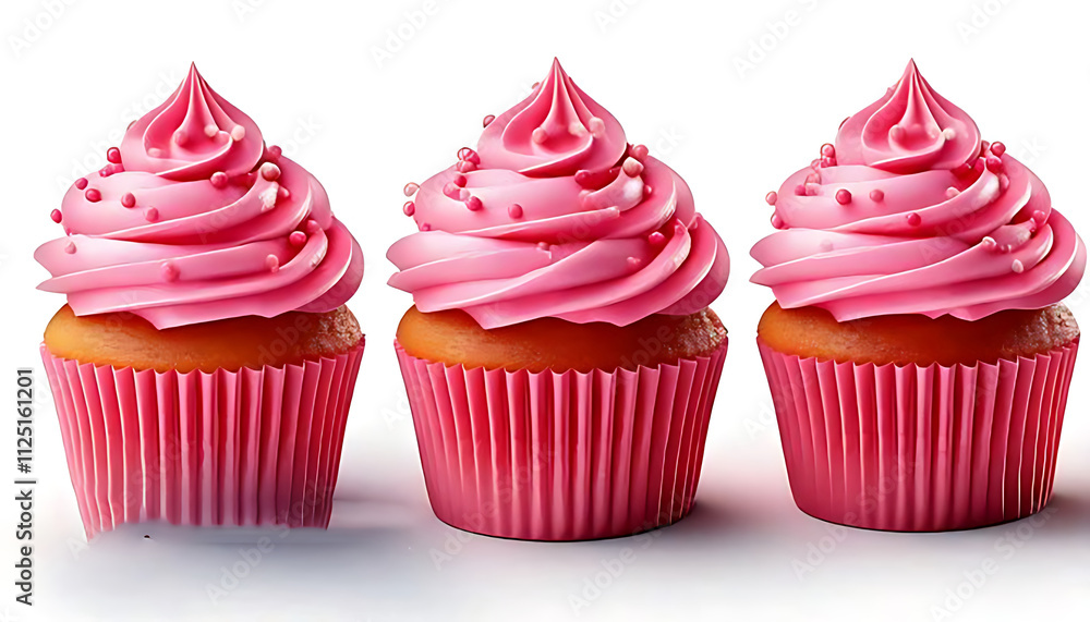 pink cupcake 3d render icon isolated on white background cutout pink cupcake 3d render icon isolated on white background cutout