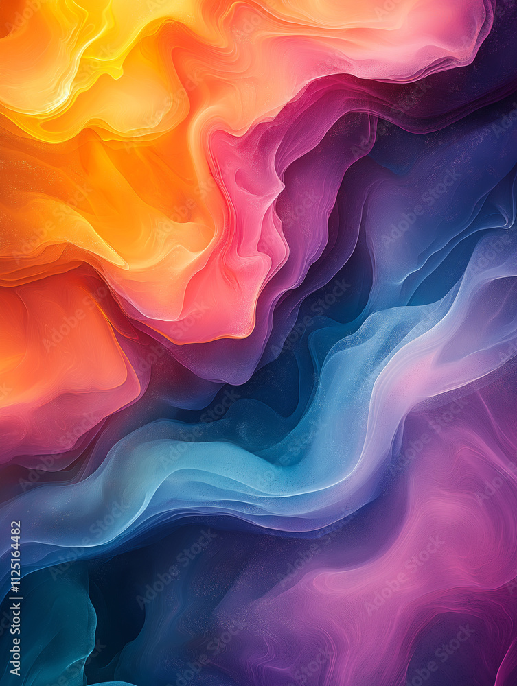 Fototapeta premium Abstract Colorful Flowing Layers. Concept of vibrant colors, dynamic movement, and ethereal beauty.