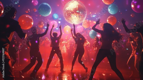 Vibrant Dance Scene at a Birthday Party with Colorful Decorations