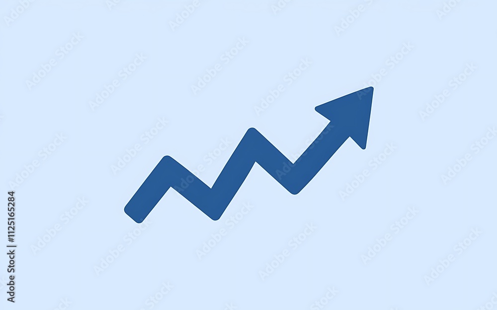 Blue Zigzag Growth Graph with Upward Arrow - Vector Illustration Blue Zigzag Growth Graph with Upward Arrow - Vector Illustration