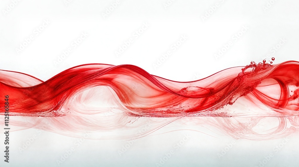 Red Water Wave on White Background Red Water Wave on White Background
