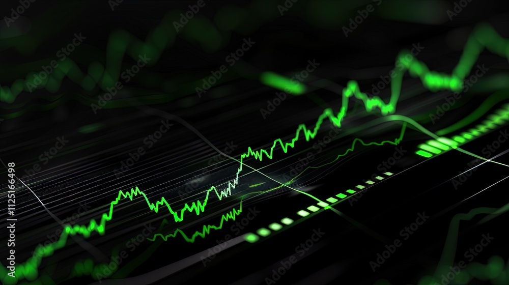 Fototapeta premium Abstract Green Stock Market Graph Data Visualization