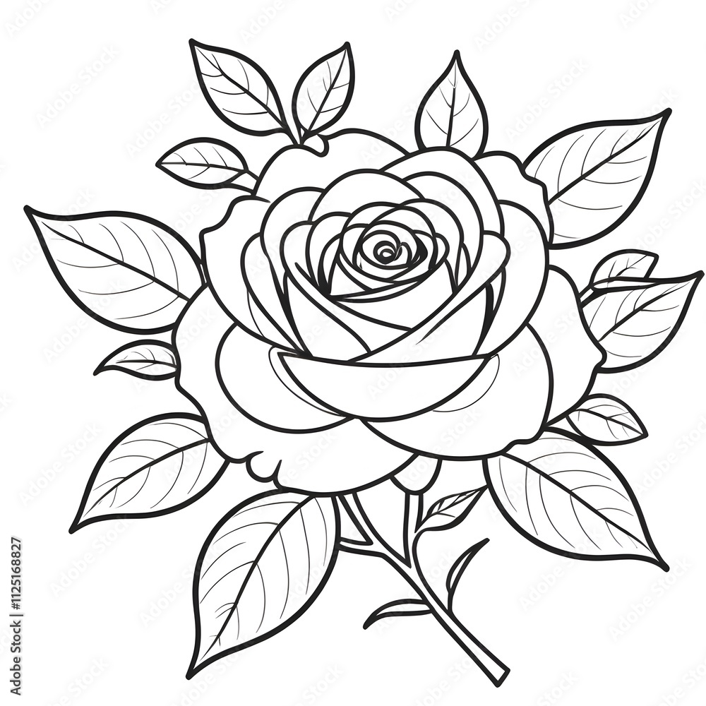 Fototapeta premium Rose Coloring Pages For Kids