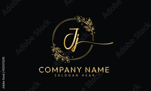 JJ J j initial signature logo template vector