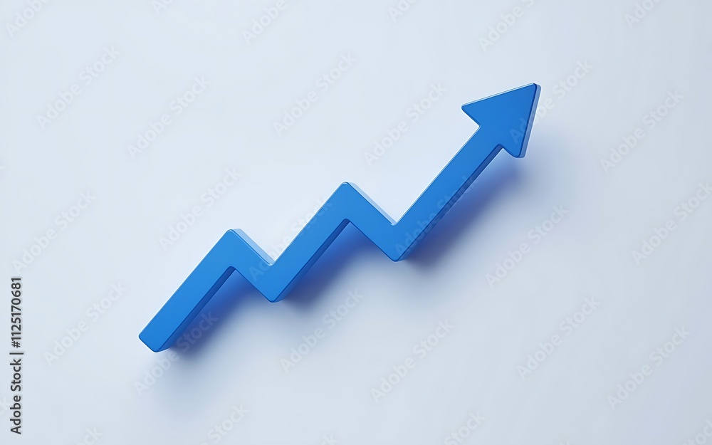 3D Blue Zigzag Growth Graph with Upward Arrow Vector style Illustration 3D Blue Zigzag Growth Graph with Upward Arrow Vector style Illustration
