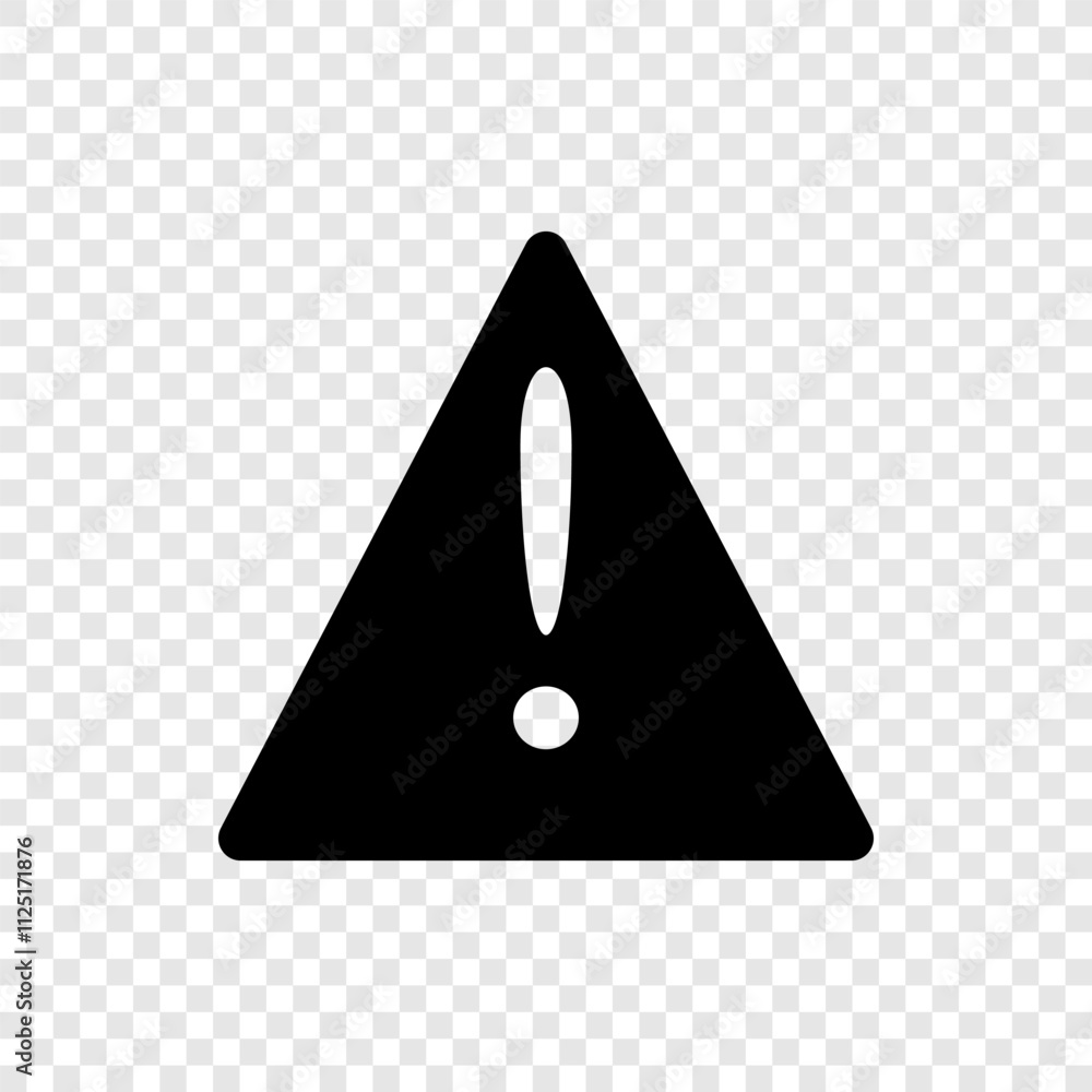 Warning triangle simple icon. Flat design. Transparent grid Warning triangle simple icon. Flat design. Transparent grid