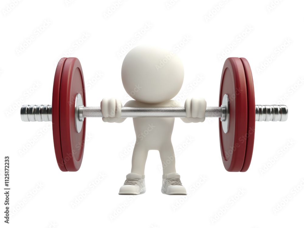 Weightlifting Character with Barbell on Transparent Background Weightlifting Character with Barbell on Transparent Background