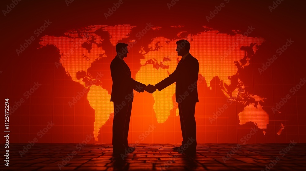 Fototapeta premium Business partnership agreement global context digital art professional environment silhouette view growth strategy