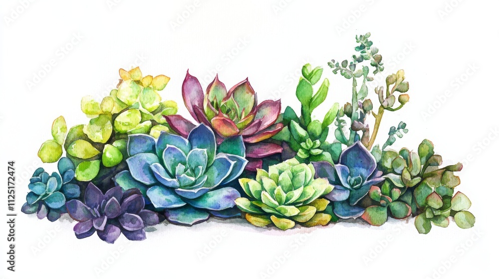 Fototapeta premium Vibrant Watercolor Succulents Arrangement