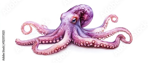 A vibrant and colorful watercolor of a majestic octopus displaying its tentacles. photo