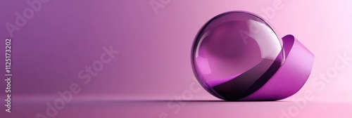 Abstract Purple Sphere with Ribbon: Minimalist 3D Render of Elegant Design photo