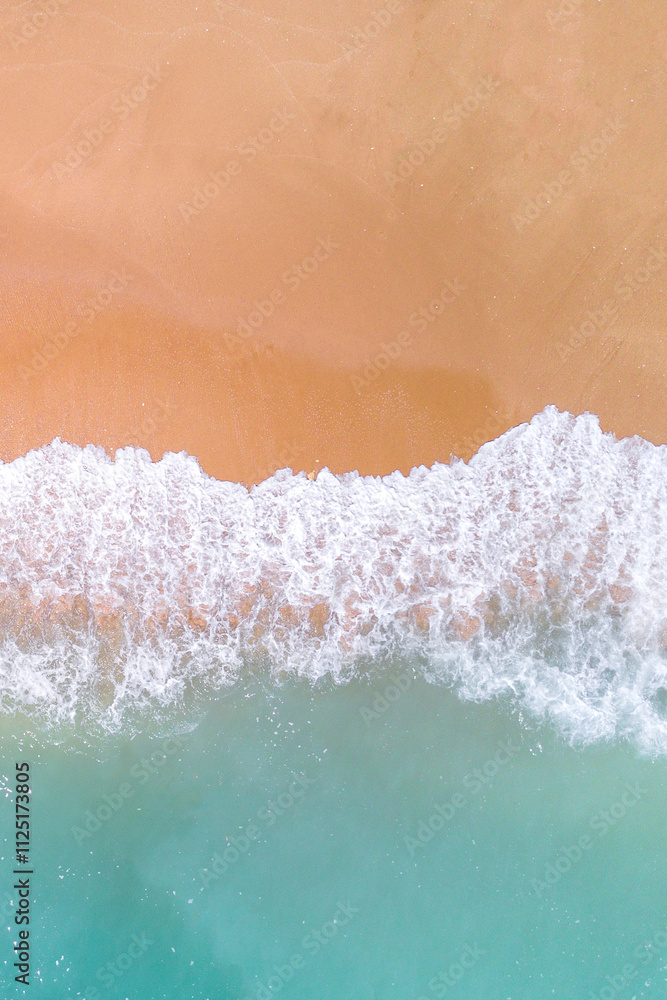 Aerial view of tropical sandy beach and ocean