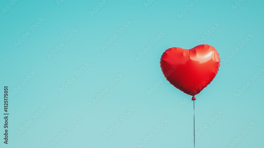 A vibrant red heart balloon floats against a clear blue sky, symbolizing love and joy. A vibrant red heart balloon floats against a clear blue sky, symbolizing love and joy.