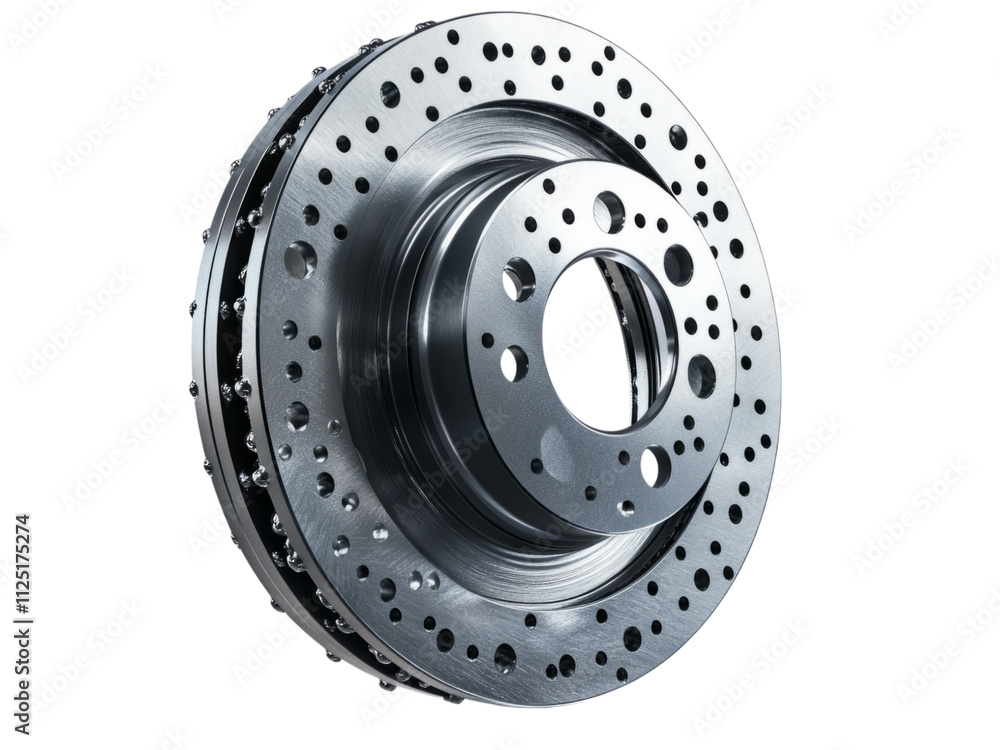 Isolated Metallic Brake Rotor on Transparent Background Isolated Metallic Brake Rotor on Transparent Background