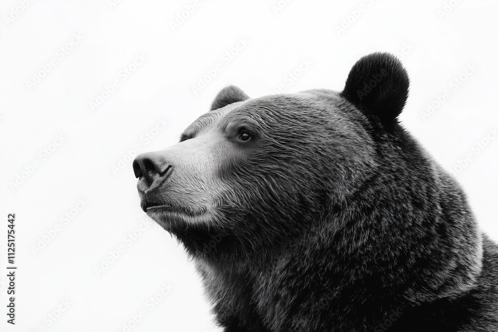 Studio photo of a bear isolated against a white background. Wildlife and conservation concept, space for copy. Studio photo of a bear isolated against a white background. Wildlife and conservation concept, space for copy.
