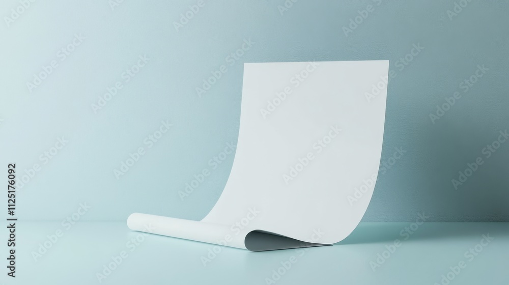 Blank White Paper Mockup on Light Blue Background Blank White Paper Mockup on Light Blue Background