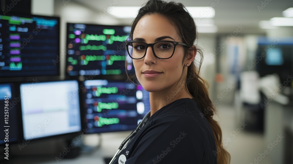 Digital monitoring healthcare professionals analyzing patient data in clinical settings Digital monitoring healthcare professionals analyzing patient data in clinical settings