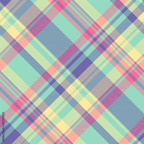 Hobby tartan plaid check, curtain texture background fabric. Complexity seamless textile vector pattern in mint and indigo colors.