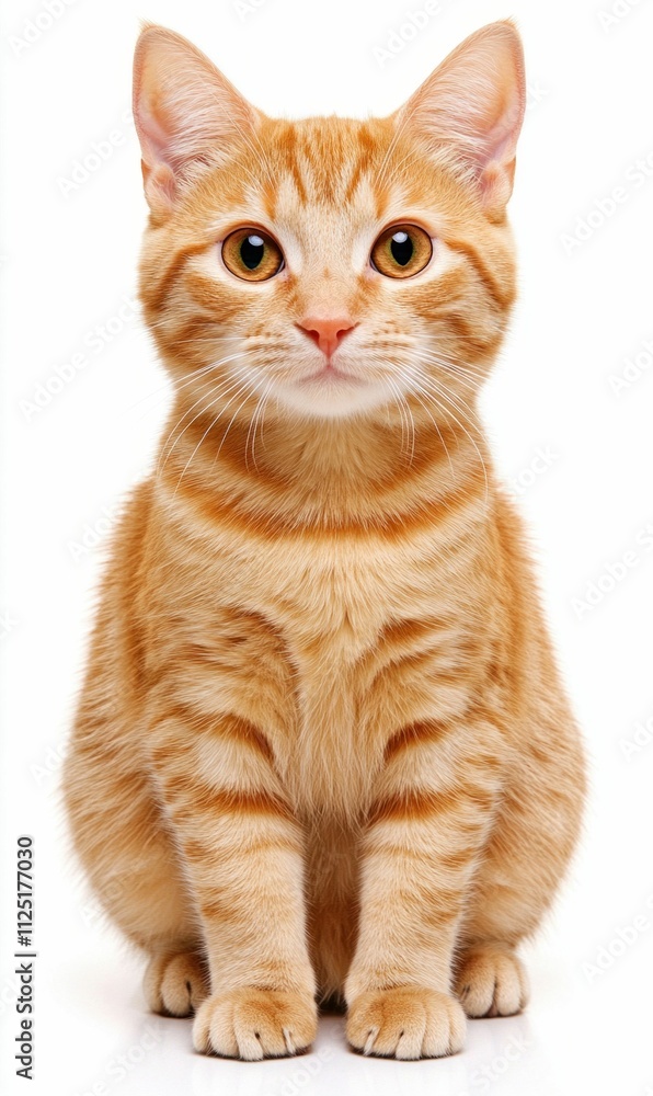 Obraz premium Portrait of Ginger Cat Isolated on White Background