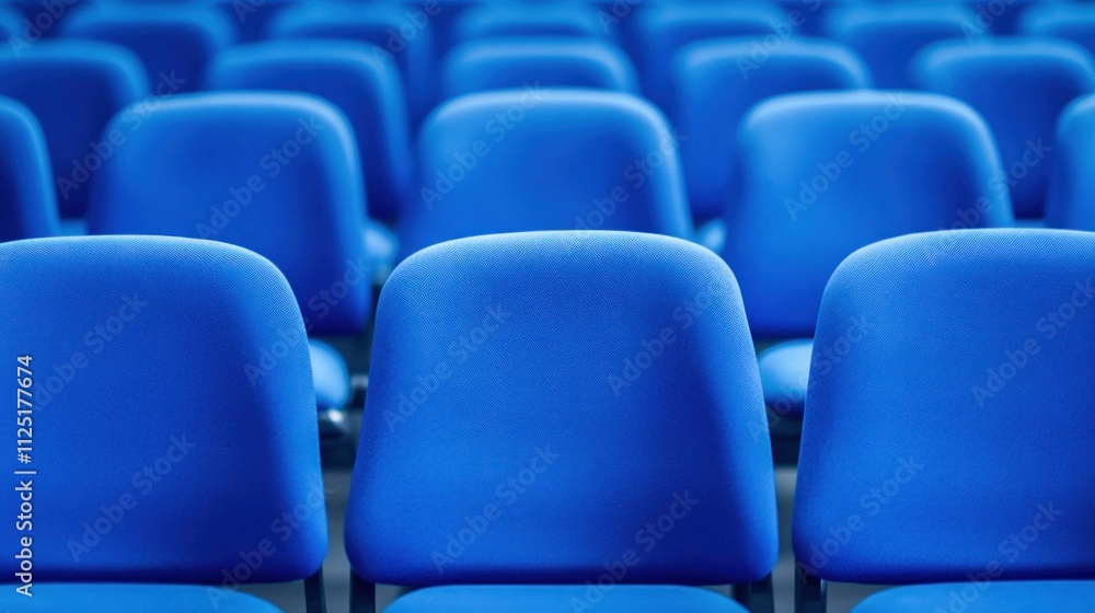 Rows of Blue Chairs in Auditorium Rows of Blue Chairs in Auditorium