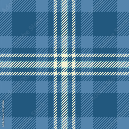 School textile seamless background, nostalgic pattern vector texture. Yard tartan fabric check plaid in cyan and light colors.