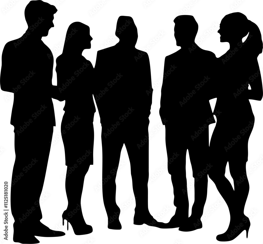 silhouette of office workers are discussing illustration vector silhouette of office workers are discussing illustration vector