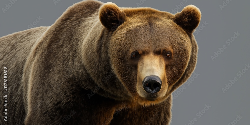 Obraz premium Studio photo of a bear isolated against a white background. Wildlife and conservation concept, space for copy.