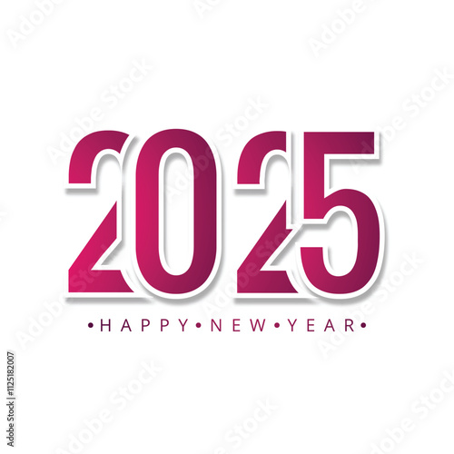 Happy new year 2025 creative text design on white background
