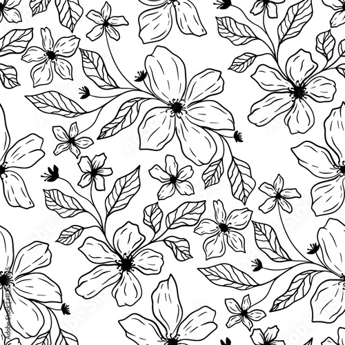 Wallpaper Mural Flowers apple blossom. Spring. The first flowers. Spring flowers. Apple tree. Holidays. Seamless vector sketch pattern. Torontodigital.ca
