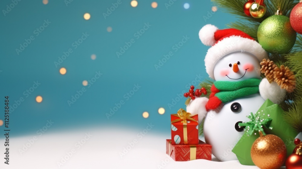 Christmas background with snowman and gift boxes. Christmas background with snowman and gift boxes.