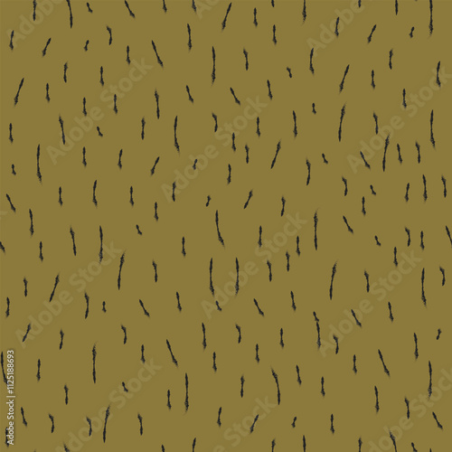 All over seamless repeat pattern with hand drawn black brush marks on moss tobacco green ground. Versatile trendy modern background with animal skin look for fabric, wallpaper, clothing and more.