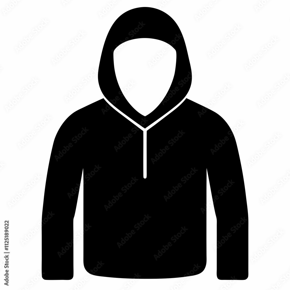Black Hoodie Silhouette Vector Illustration Black Hoodie Silhouette Vector Illustration