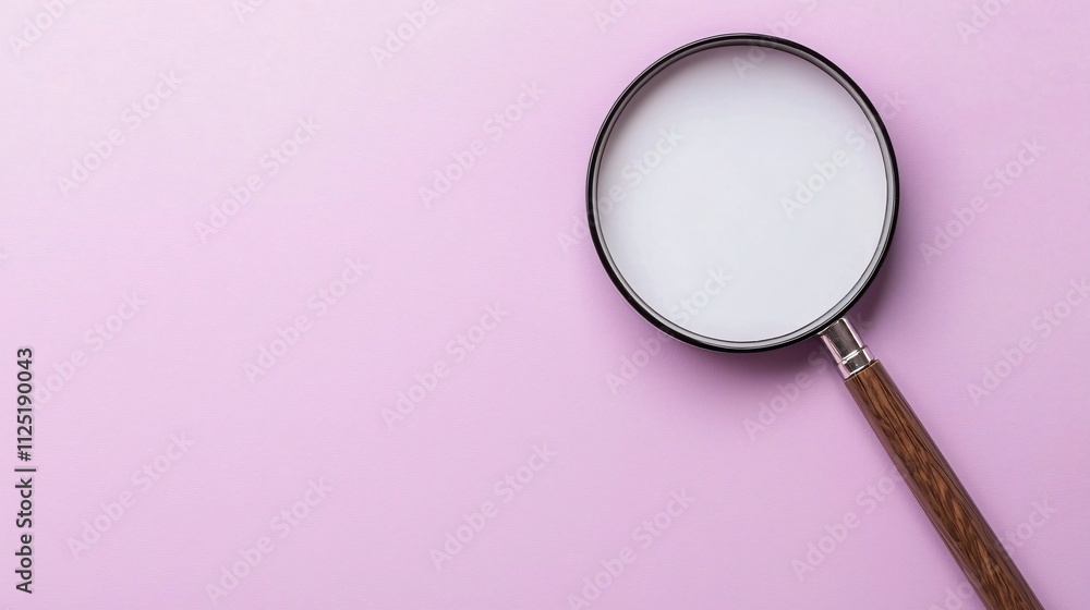 Magnifying glass on a pink background for exploration and discovery themes. Magnifying glass on a pink background for exploration and discovery themes.