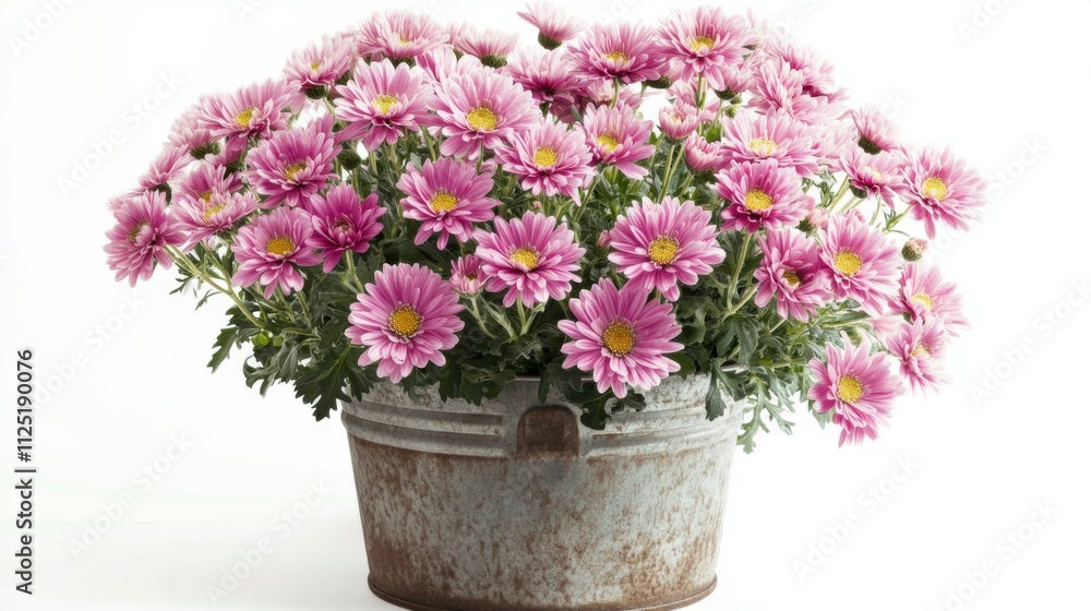 Delicate Pink Chrysanthemum Bouquet in Rustic Pot Delicate Pink Chrysanthemum Bouquet in Rustic Pot