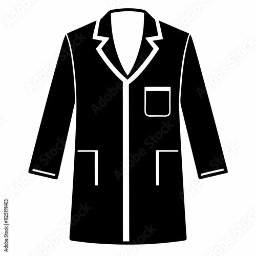 Black Silhouette Lab Coat Vector Art Illustration