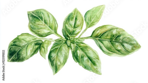 Watercolor Basil Leaves: Fresh, Vibrant, and Botanical Illustration