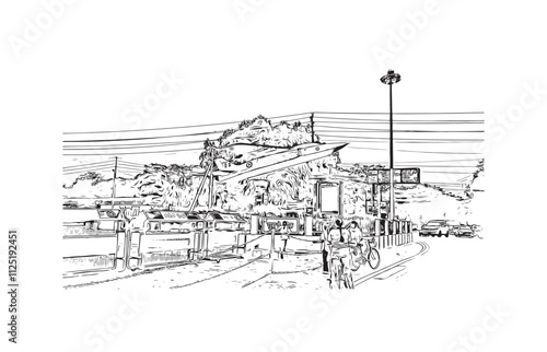 Obraz na płótnie Building view with landmark of Varanasi is the city in India. Hand drawn sketch illustration in vector. w salonie