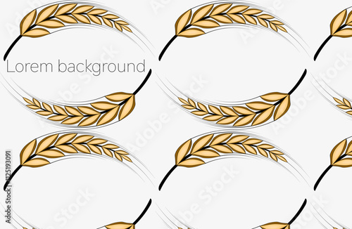 background with a golden spike or wheat on a light background. pattern of ears of corn and grain. modern logo for banners. vector illustration